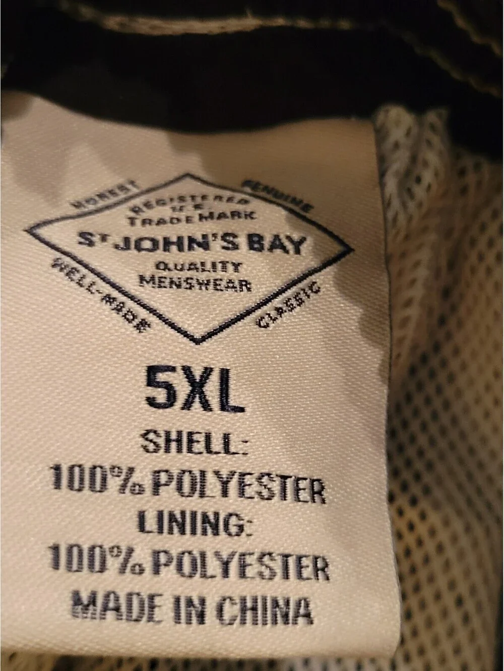 NEW St Johns Bay 5XL Men's Swim Cargo Trunks Shorts Drawstring Mesh  Black